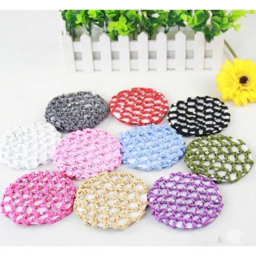 1PC Bun Cover Rhinestone Hair Net Ballet Dance Elastic Hair Bands for Girl Women Accessoires