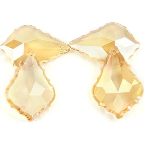 10Pcs/Lot Champagne Maple Leaf Crystal Chandelier Pendants Glass Prism Parts For Wedding Strands Glass Lamp Pendants