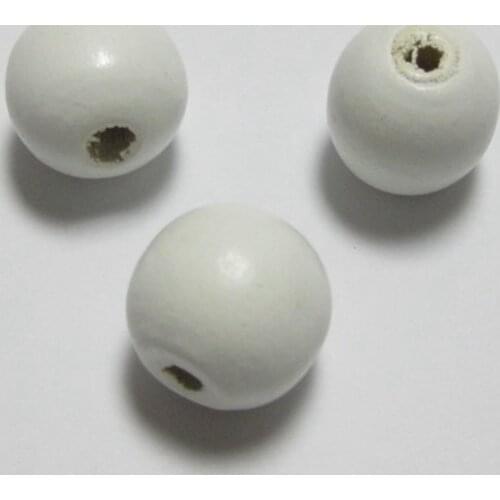 100 White 14mm Round Wood Beads~Wooden Beads