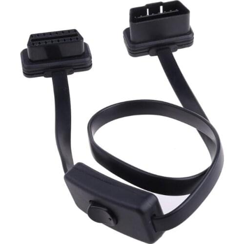 16 Pin OBD2 OBDII Auto Car Extension Cable With Switch Type Adapter Connector
