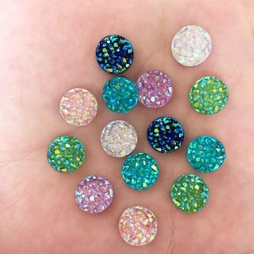 80 PCS Bling 10mm AB Resin Irregularity surface mineral crystal Round flatback rhinestone Ornament DIY Wedding appliques craft