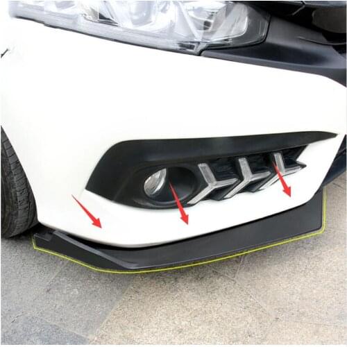 ABS Matt Black Car Front Bumper Lip Diffuser Splitters Canard Car Styling Accessories For Honda Civic Sedan 2016 2017 2pcs