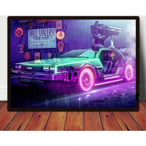 Car DeLorean DMC Back To The Future Movie Canvas Painting Motivational Poster Wall Art Picrure for Room Home Decoration