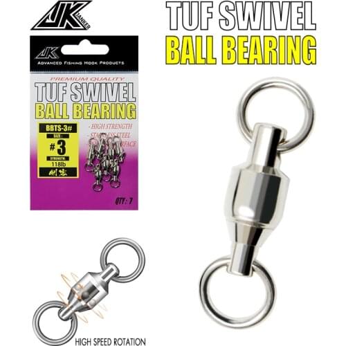 BBTS 50-204LB Heavy Duty Fishing Connector Accessories High Strength Rolling Stainless Steel Solid Ring Bearing Swivel