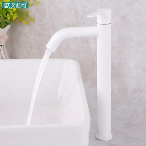 White bathroom basin faucet european style 304 stainless steel single cold water tap