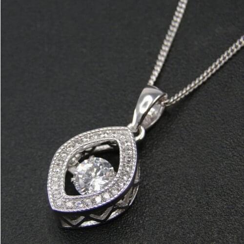 Dancing Diamond 925 Silver Jewelry Moving CZ Stone Marquise Pendant Necklace Engagement Wedding Jewelry For Gift