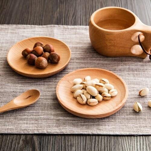Wooden Snack Tray Round Square Shape Fruit Food Tray Plate Snack Candy Dish Plate Household Kitchen Wood Dinnerware For Home