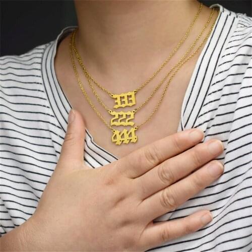 European And American New Personality Number Necklace 111-999 Stainless Steel Pendant Birthday Gift Female
