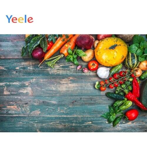 Yeele Wooden Board Seasoning Food Vegetable Tomato Pumpkin onion Photography Backgrounds Photographic Backdrops for Photo Studio