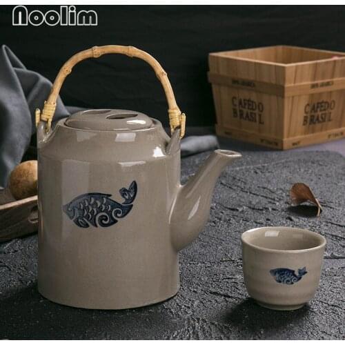 Coarse Pottery Teapot Antique Hotel Restaurant Large Capacity Tea Pot With Handle Cold Kettle Tea Cup Chinese Teaware Drinkware