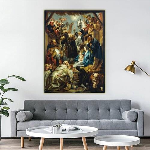 Jacob Jordaens《Adoration of the Magi》Canvas Oil Painting Artwork Aesthetic Picture Poster Wall Hanging Decor Home Decoration