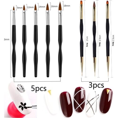 Nail Art Brush Painting Drawing Lines Pen Line Extension Builder DIY UV Gel Flowers Design Nail Detailing Brushes