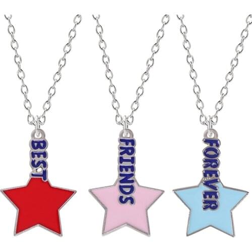 3 Piece Set Best Friends Necklace Female Different Color BFF Friendship Pendant Men And Women Fashion Jewelry Gift