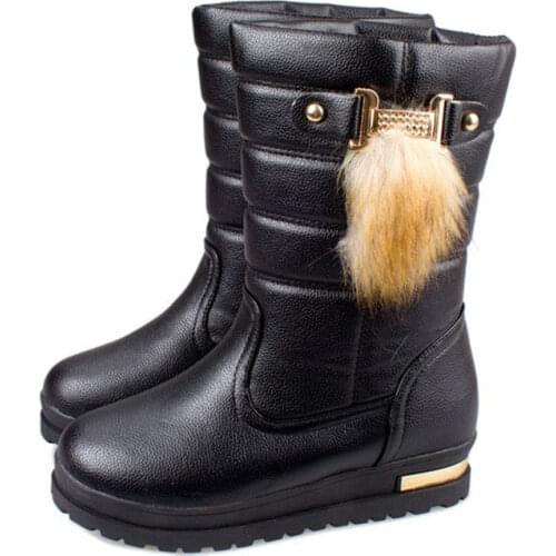 Leather Winter Korean Women Platform Snow Boots Waterproof Non-slip Tube Ladies Winter Boots Cotton Warm All-match