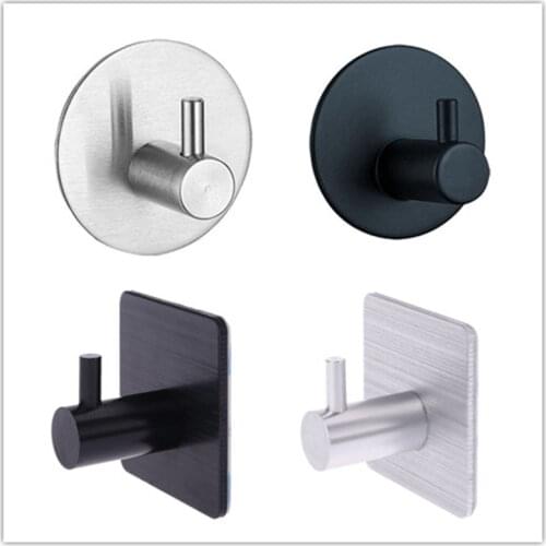 Robe Hook Self Adhesive Wall Hook Towel Hook For Bathroom Stainless Steel Coat Hook Rustproof Hook Hanger For Kitchen Hardware