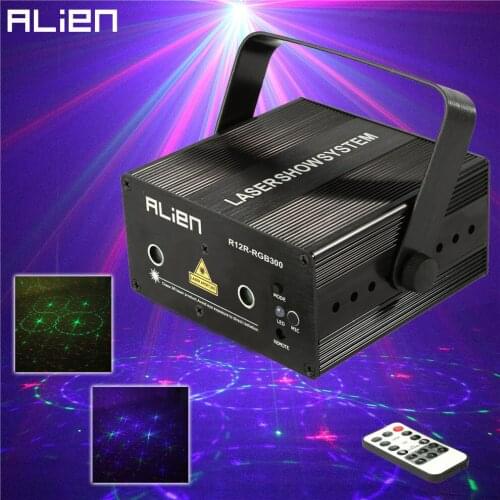 ALIEN 12 Patterns RGB Remote Laser Stage Lighting Effect DJ Disco Dance Holiday Lights Laser Projector Party Light Equipment