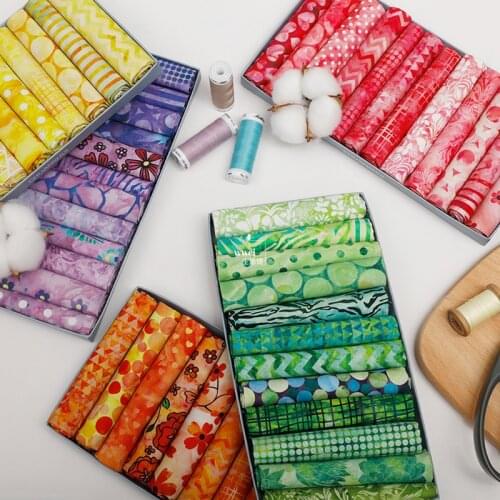 Red Blue Pure Cotton Diy Patchwork Cloth Geometric Floral Striped Handmade Cloth