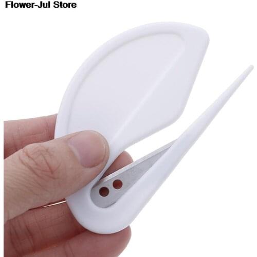 2pcs Mini Sharp Letter Envelope Opener Safety Papers Guarded Cutter Blade Office Supplies Plastic Letter Opener