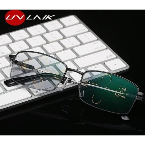 UVLAIK Multifocal Reading Glasses Diopter Blue light Presbyopic Eyewear Men Women Progressive Eyeglasses 1.0 1.5 2.0 2.5 3.0 3.5