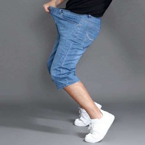 2019 new arrival Summer men half pants High Waist Casual jeans cotton loose comfortable straight tube plus size 30 31 32-46 48