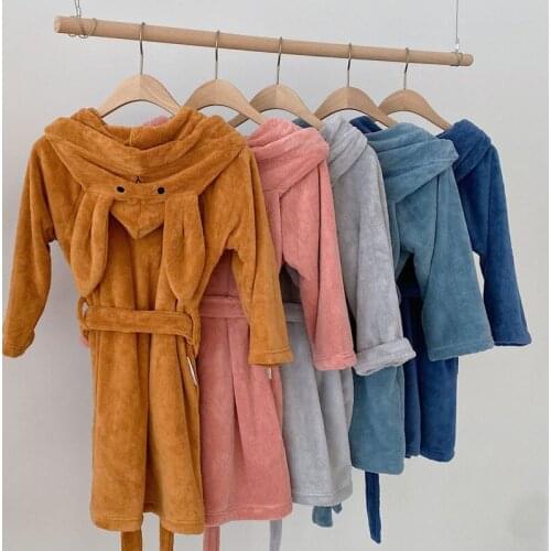 Soft Children Bathrobe Baby Bath Towel Infant Wrap Clothes Child Hooded Homewear Kids Bathing Blanket Boys Girls Pajamas Robe