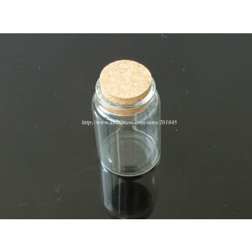 Wholesale 1Pc Tiny empty glass bottle with wood cork Cute Transparent Glass Bottle Jars Vials 47*70*33mm 80ml