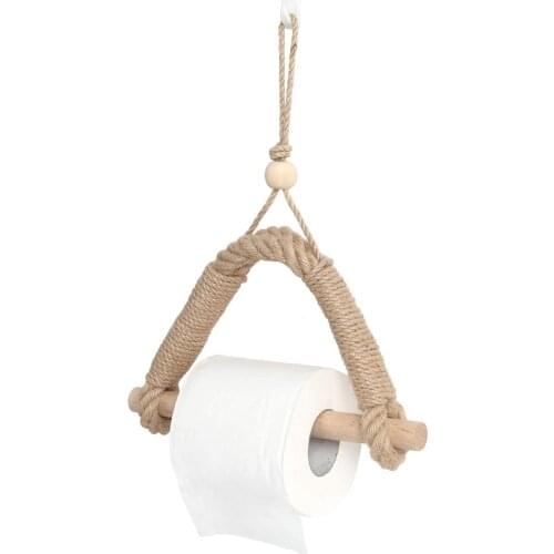Hemp Rope Toilet Paper Holder Retro Industrial Wall-mounted Towel Rack for Home Decoration Toilet Paper Stand
