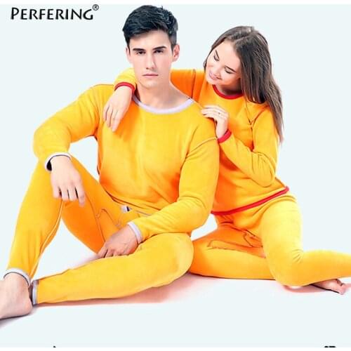 Perfering Thicker Velvet Winter Thermal Underwear Sets Women Male Second Skin Winter Warm Long Johns Lover Thermal Clothing
