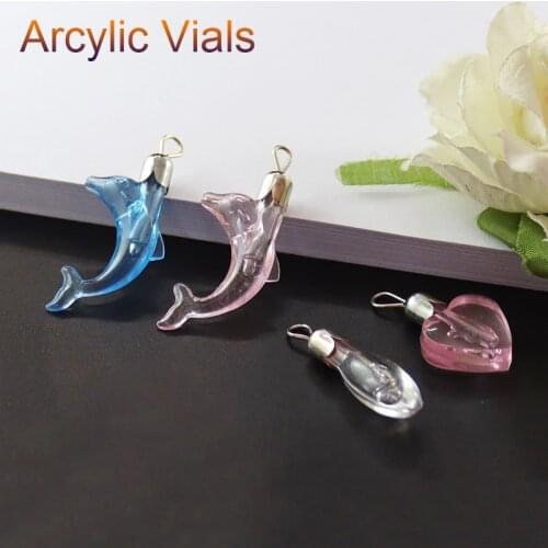 10PCS Arcylic Vial Pendants Rice Pendant Dolphin Jewelry Write On Rice DIY Jewelry Making