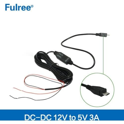 1M 3M Mini/Micro USB DC 12V to 5V Converter Car Power Charger Cable Hard Wire Cord Kit for Dash Cam DVR Driving Recorder Camera