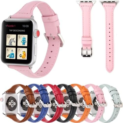 For Apple Watch Band 38/40mm 42/44mm Genuine Leather Bracelet Wrist Watchband for iWatch Series 1 2 3 4 5 Belt Replacement Strap