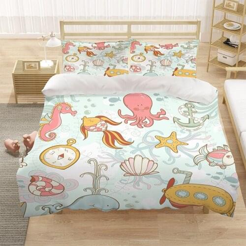 Sea Animal Starfish 3D Luxury Bedding Set Kids Cartoon Duvet Cover Sets Quilt Home Textiles King Queen Double Full Size Dropship