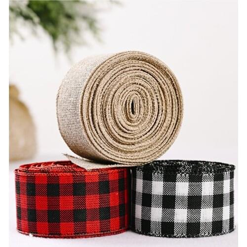 2M*5cm Christmas Ribbon Red Black Plaid Ribbons For Needlework Fabric Ribbons For Crafts Christmas Decoration Gift Wrapping