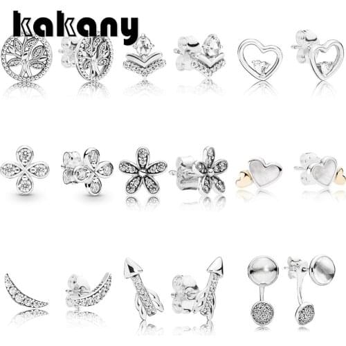 100% 925 Sterling Silver Clover Heart Shaped Rocket Petal Earrings Original Ladies Accessories Spring New Classic Retro Earrings