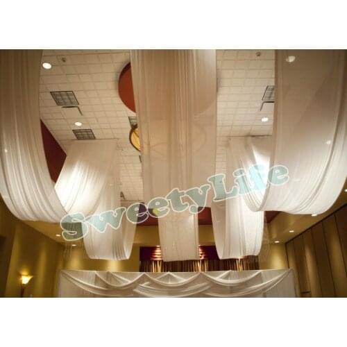 Wedding 10 pieces Ceiling Drape Canopy Drapery for decoration wedding fabric 1.4m*16m per piece Roof polyester knitted fabric