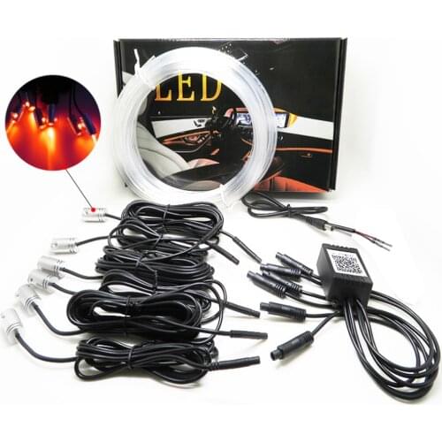 4 in 1 Wire Led Car Interior Atmosphere Light Strip APP Sound Control RGB Mode Colorful Ambient Flexible Light Decorative Lamp