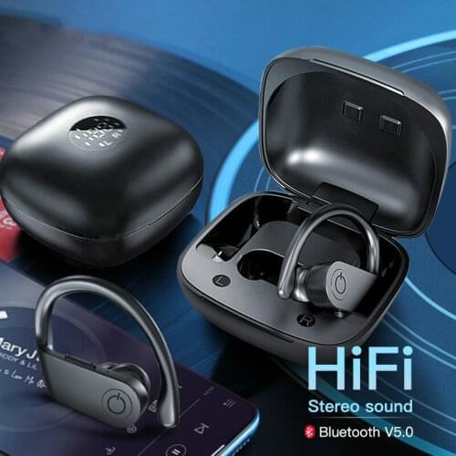 TWS Wireless Bluetooth Headphones HiFi HD Headset Sports Waterproof Stereo Bass Earbuds Ear Hook Earphone Handsfree Mobile