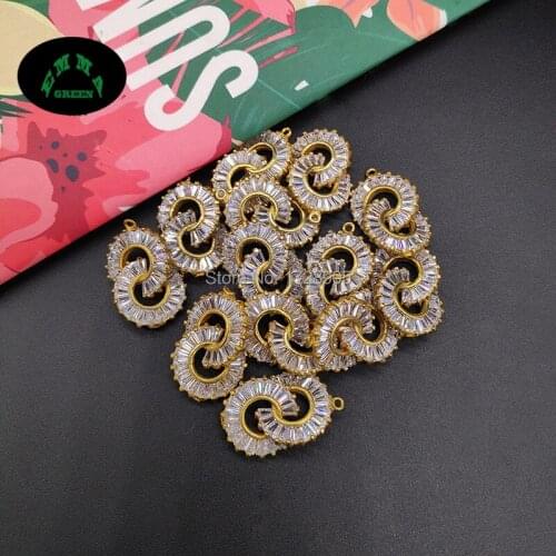 Charms for Jewelry Making Zircon Charms 23mm 10pcs two Circles Charm Pendant Crystal Charms Pendants for DIY Bracelets Charms