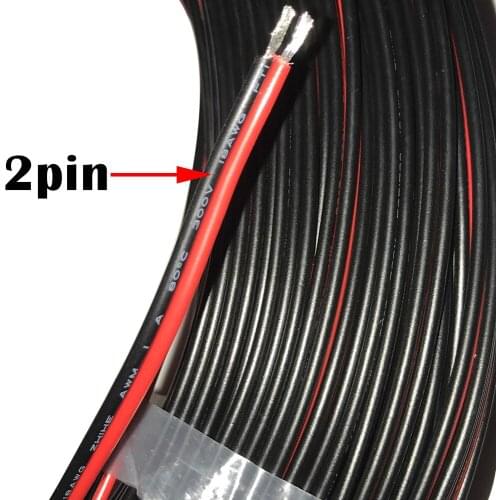 10M 2Pin Electric Copper Wire18 AWG LED Strip Lamp Lighting Cable PVC Extend Cord Black Red UL2468 Line for Lamp