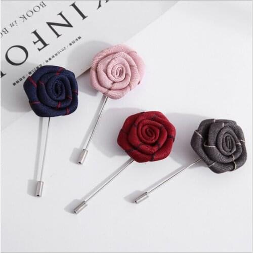 10Pcs/Lot Rose Label Pins Brooch for Men Women Flower Brooches High Quality Collar Pins Suit Shirt Corsage 4 Colors for Choose