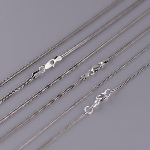 100% 925 Sterling Silver Foxtail Chain Necklace 1.6mm 1.3mm 0.9mm Thickness Chain Necklace Jewelry Vintage Style Women Necklace
