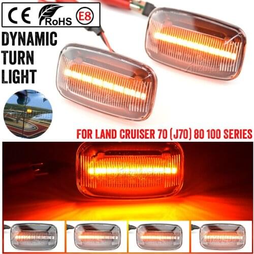 2Pcs Flowing Led Side Marker Turn Signal Lights Indicator Blinker Lamps For Toyota Landcruiser Land Cruiser 70 80 100 Series