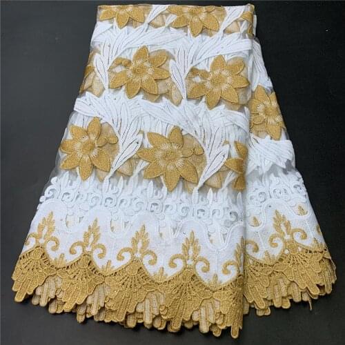 Latest 2021 High Quality African Lace Fabric Embroidery Swiss French Tulle Pure Cotton 6yards Wedding Party Dress Guipure