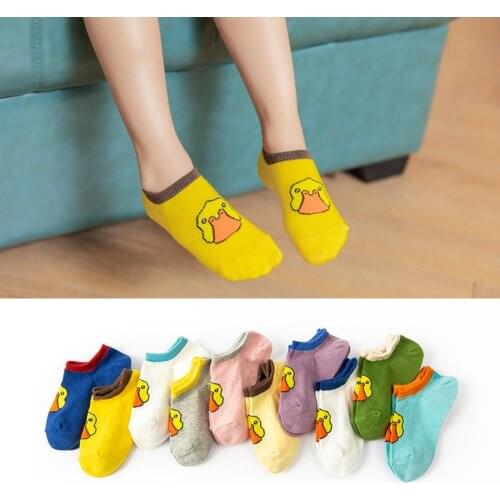 5 Pairs/Lot Kids Socks Cotton Socks Cartoon Animal Boys And Girls No Show Socks Funny Cute Little Yellow Duck Sock 1-9 Years Old