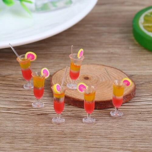 6Pcs 1:12 Dollhouse Colorful Miniature Drink Juice Cups Dolls Kitchen Food Accessories