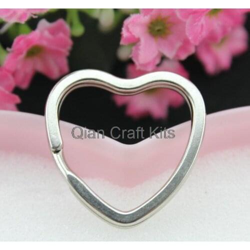 60pcs 3.2 cm heart key ring Key Holder Purse Rings silver tone zinc alloy lead and nickle free