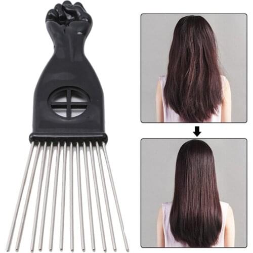 Black Professional Salon Use Metal African Pick Comb Combs Insert Hair Pick Comb Wide Teeth Fork Hair Curly Brush Comb Hot Sale