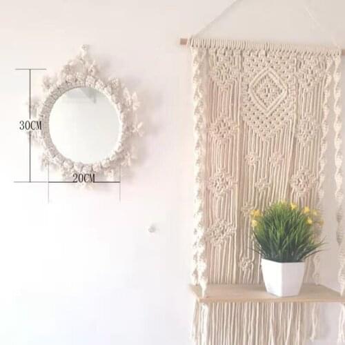 Decoration Decorativ Mirror Wall Hanging Bohemian Style Cotton Rope Woven Mirror Nordic Wall Decoration Handmade Creative Mirror