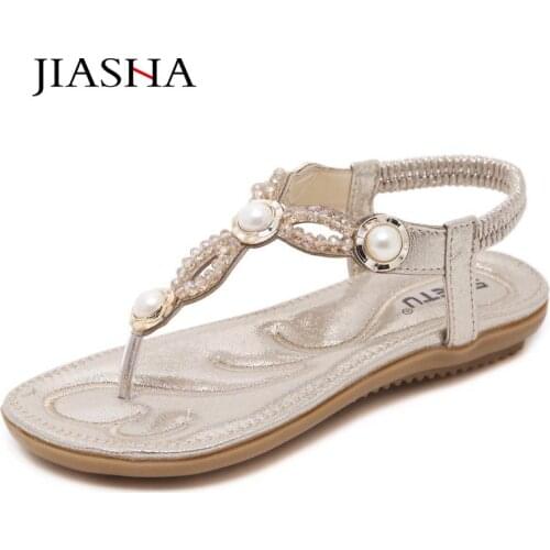 Elegant fashion casual shoes women sandals rhinestone ladies flats summer sandals woman shoes PU chaussure femme