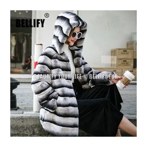 European Celebrities runway Style rex chinchilla fur coats Vintage autumn and Winter russian Style hooded fur coats